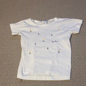 Vintage OshKosh B'gosh White Tee with Floral Embroidery